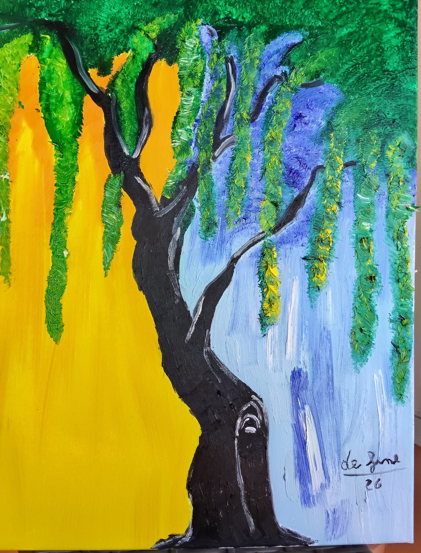 Expressive olive tree painting by Giuseppe De Fine