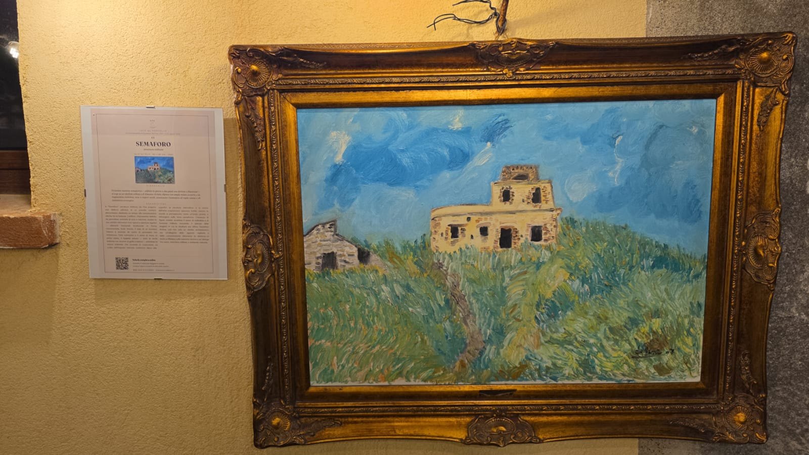 Semaforo painting by Giuseppe De Fine displayed in an ornate frame